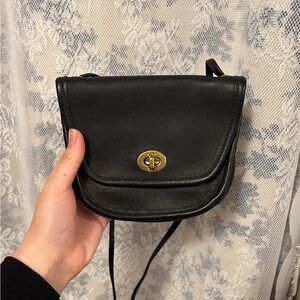 Vintage Coach #9934 Everett Bag Black Leather USA 1994 Mini Crossbody Bag